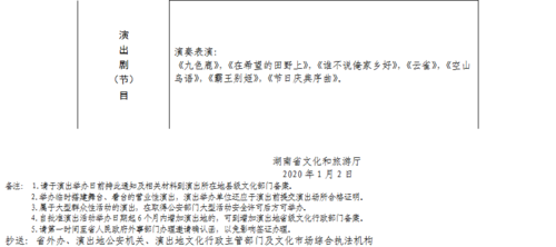 湖南省营业性演出准予许可决定湘文外许准字2020005号